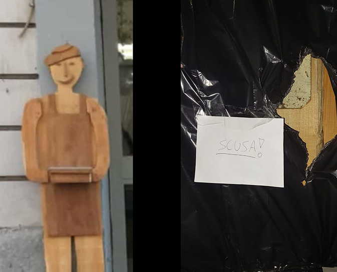 La bella storia dell’omino di Bruno rubato e poi restituito