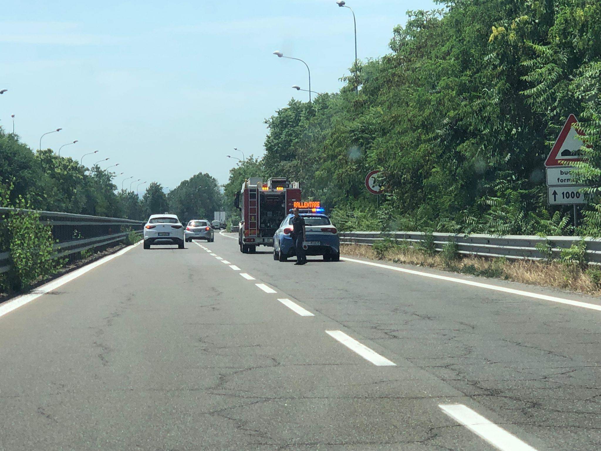 Incendio di sterpaglie lungo la tangenziale di Alessandria: sul posto i Vigili del Fuoco