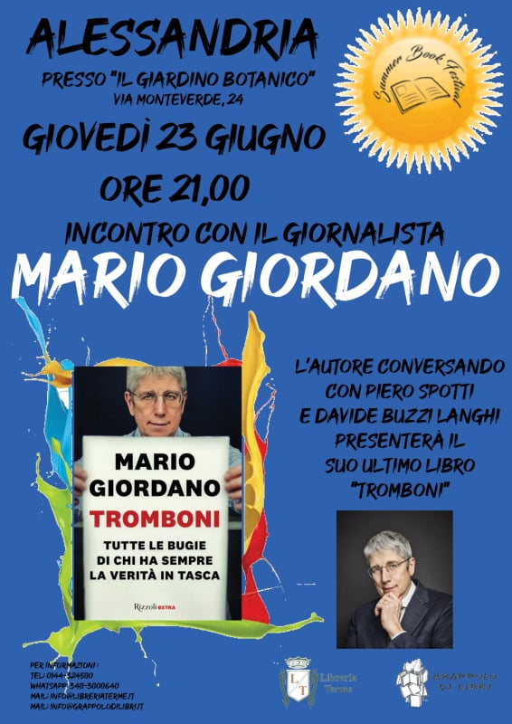 Il 23 giugno ad Alessandria Mario Giordano presenta il suo libro “Tromboni”