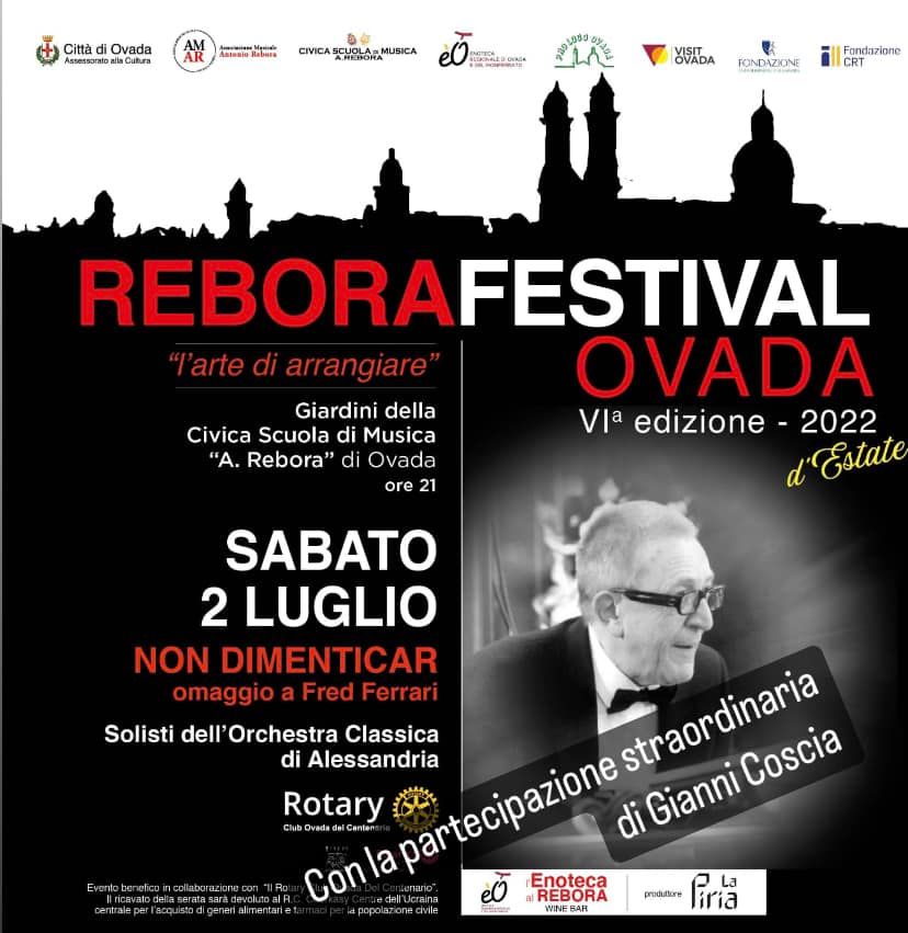 Il 2 luglio il Rebora Festival Ovada rende omaggio al Maestro Fred Ferrari