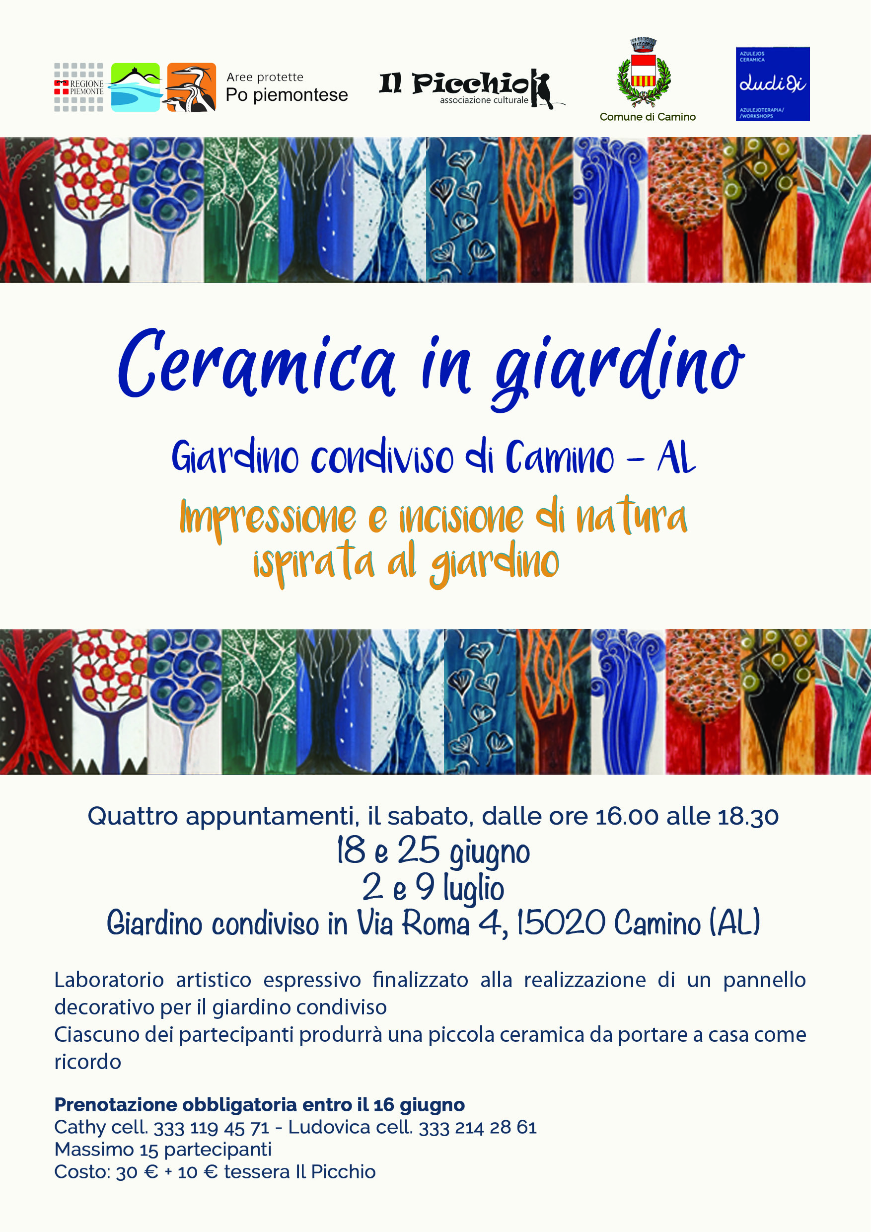 A Camino dal 18 giugno quattro appuntamenti creativi con “Ceramica in giardino”