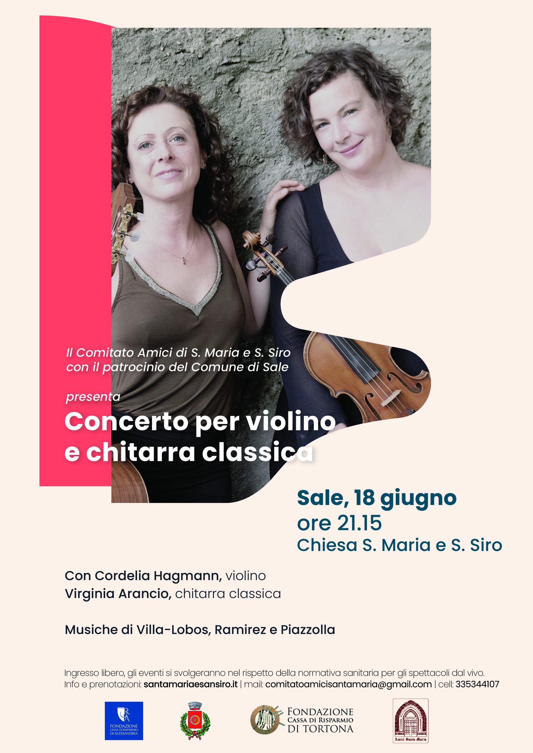 Sabato 18 giugno Virginia Arancio e Cordelia Hagmann in concerto a Sale