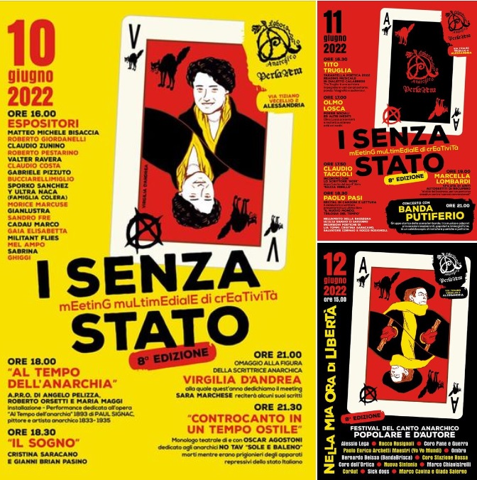 Dal 10 al 12 giugno “I senza Stato – Meeting multimediale di creatività” al Laboratorio Anarchico PerlaNera