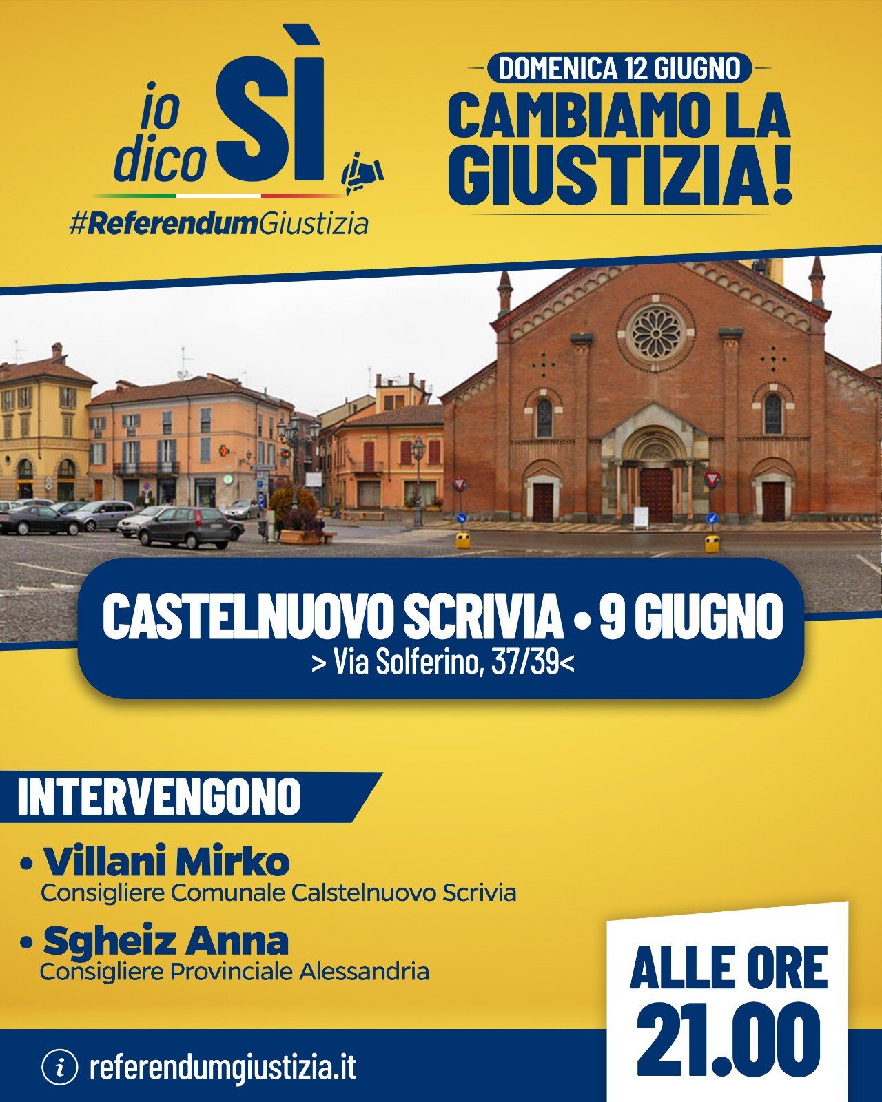 Referendum Giustizia: il 9 giugno l’evento a Castelnuovo Scrivia promosso dal Comitato per il Sì