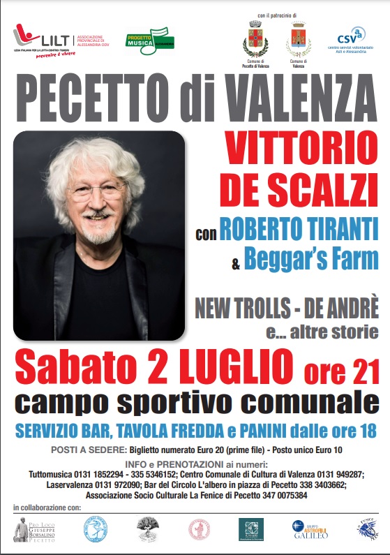 Il 2 luglio Vittorio De Scalzi con Roberto Tiranti e la Beggar’s Farm a Pecetto di Valenza