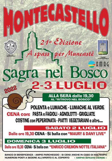 Sabato 2 e domenica 3 luglio “Sagra nel Bosco” a Montecastello