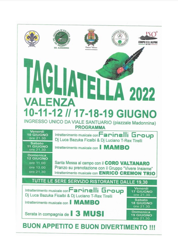 Dal 17 al 19 giugno il secondo weekend della Festa delle Tagliatelle a Valenza