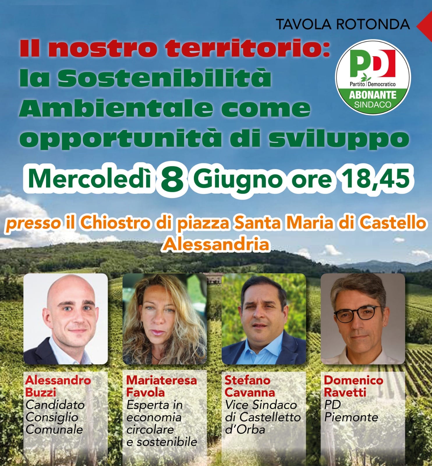 Elezioni Alessandria: l’8 giugno tavola rotonda del Pd sulla sostenibilità ambientale