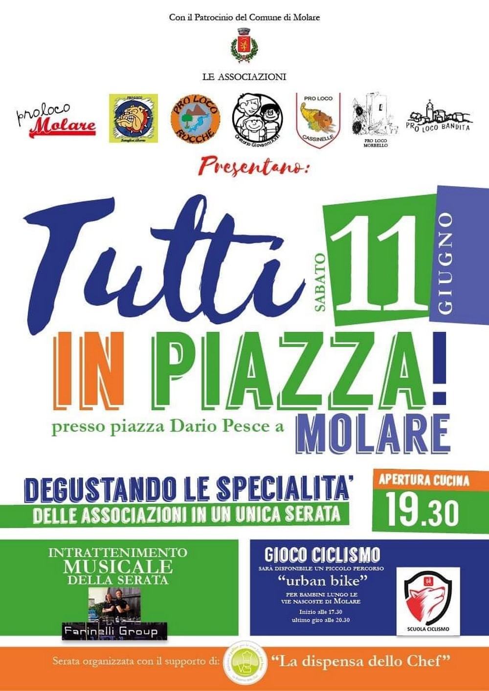Sabato 11 giugno “Tutti in piazza a Molare” con cibo e buona musica
