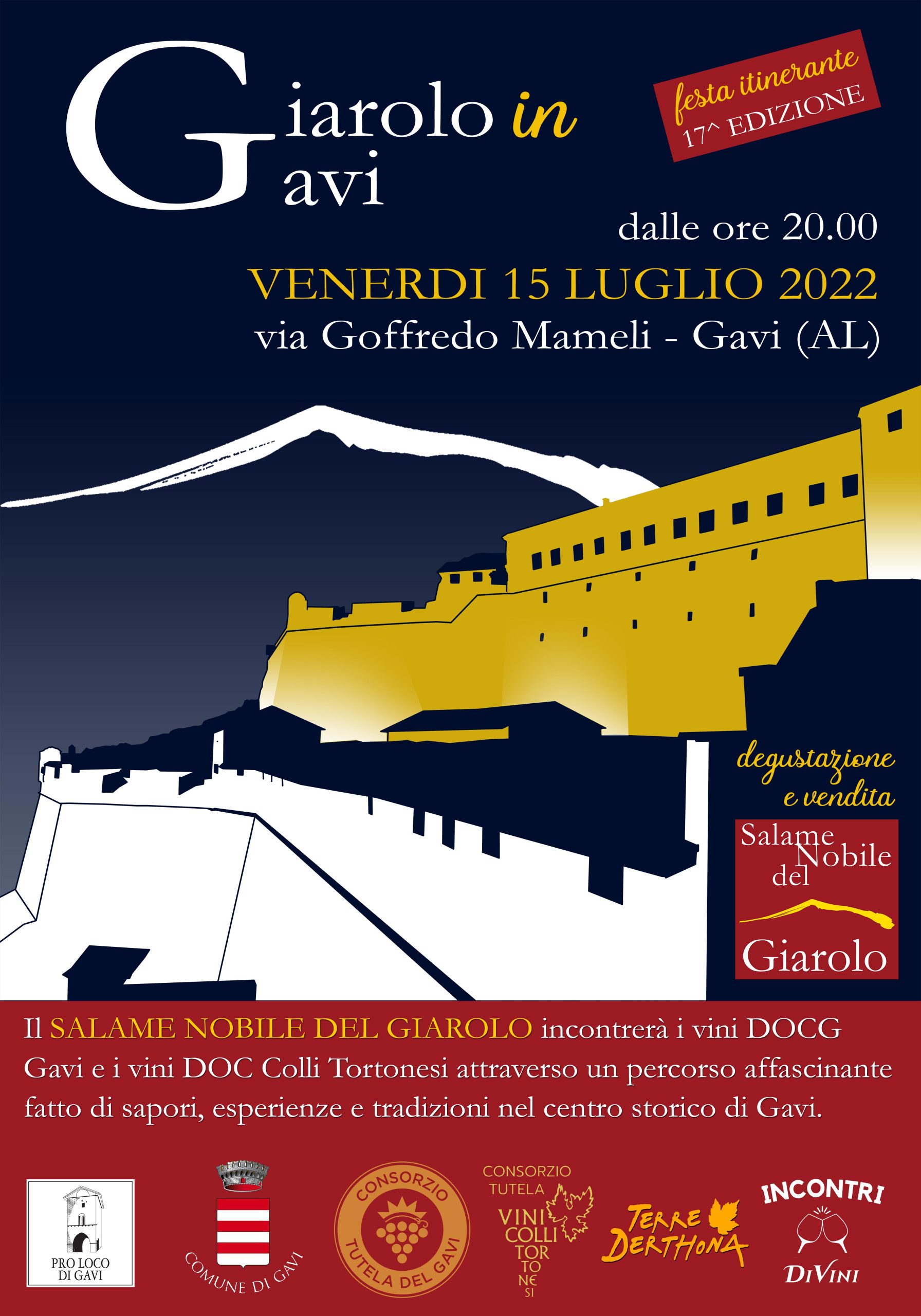 Venerdì 15 luglio il Salame Nobile del Giarolo incontra il vino a “Giarolo in Gavi”