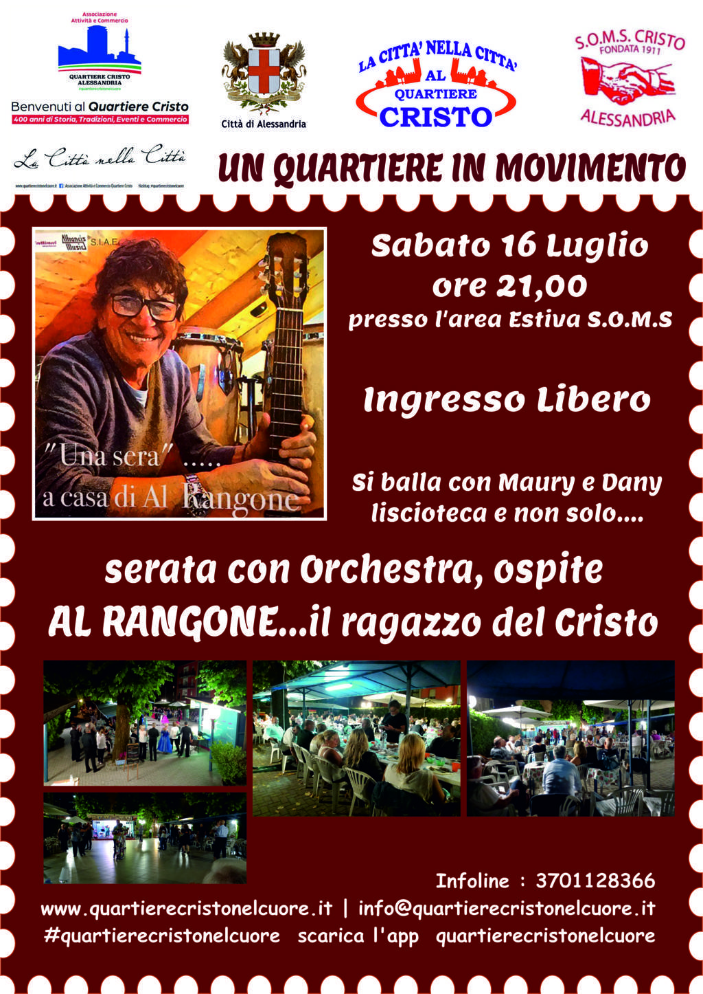 Sabato 16 luglio alla Soms del Cristo si balla con Maury e Dany e con la musica di Al Rangone