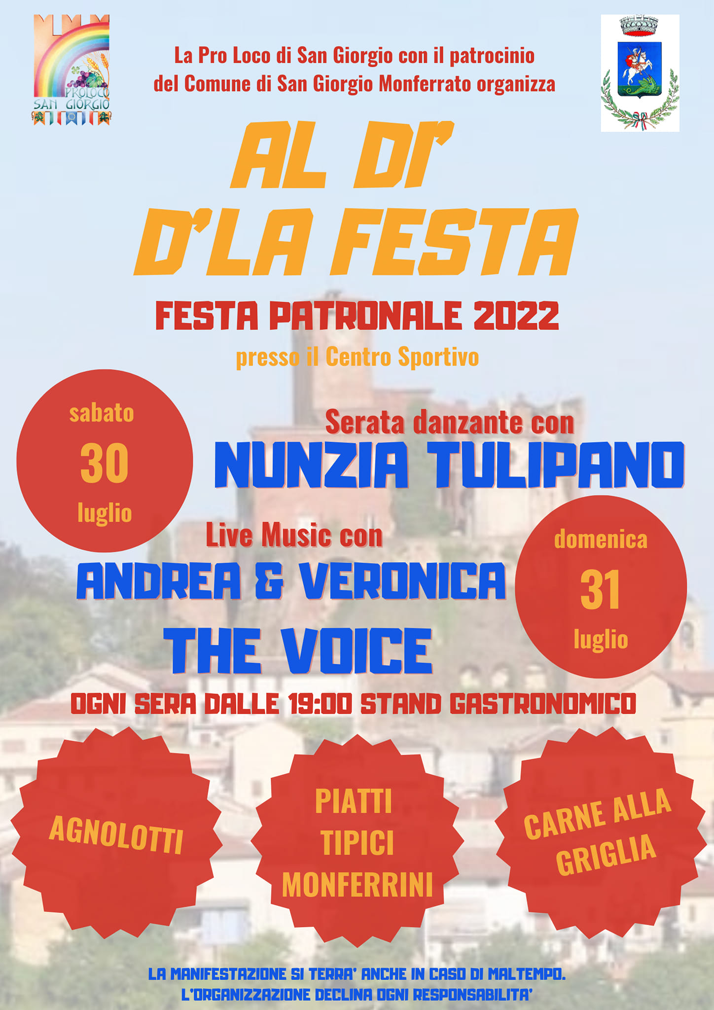 Il 30 e il 31 luglio San Giorgio Monferrato si anima con la Festa Patronale