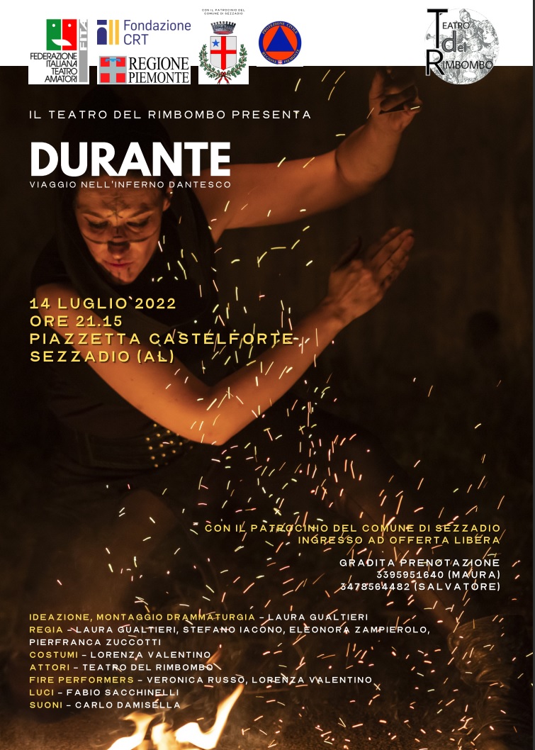 Il 14 luglio “Durante – Viaggio nell’inferno dantesco” in scena a Sezzadio