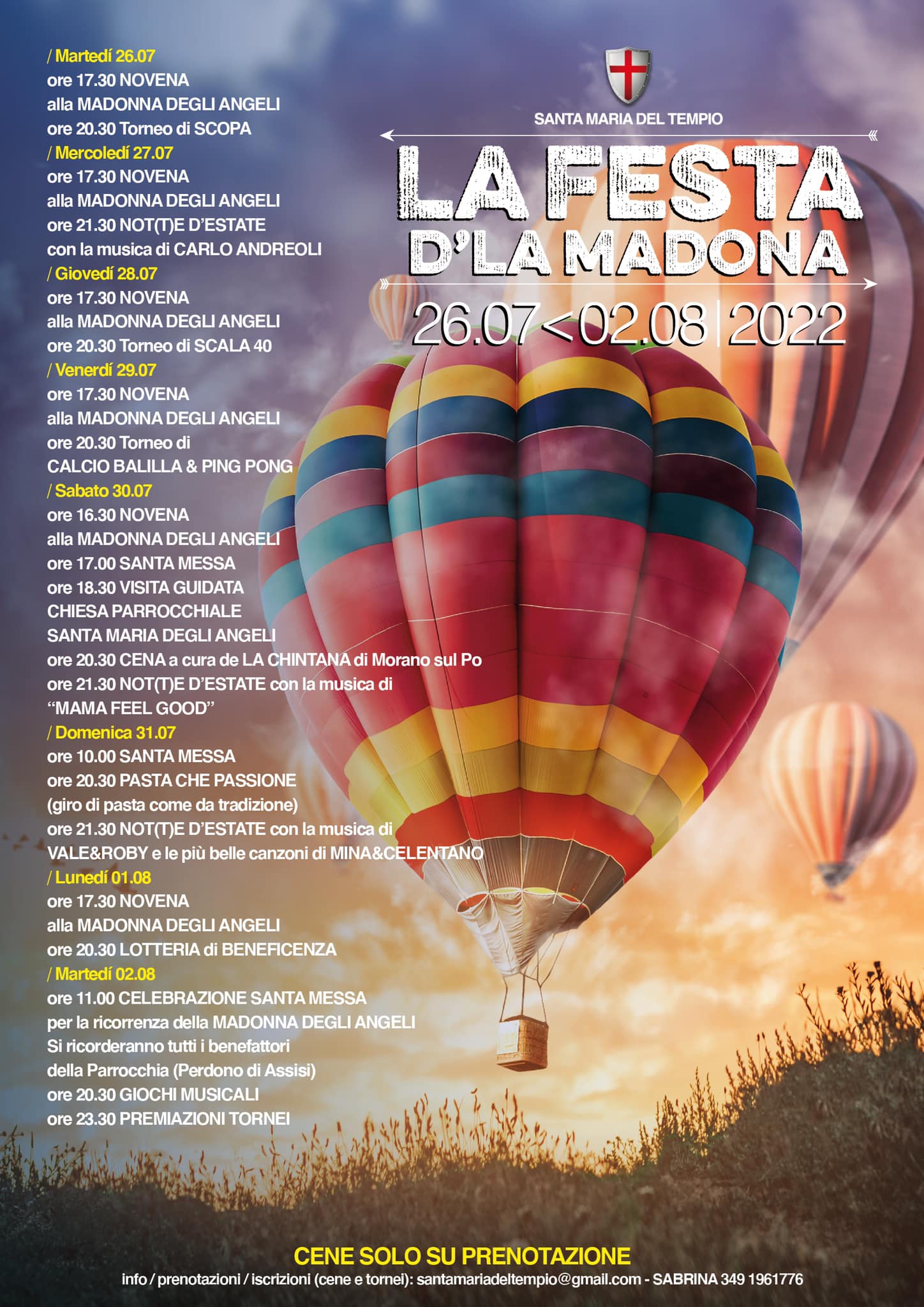 Dal 26 luglio al 2 agosto la Festa D’La Madona a Santa Maria del Tempio