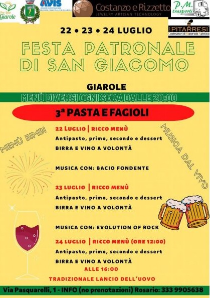 Dal 22 al 24 luglio Festa Patronale di San Giacomo a Giarole