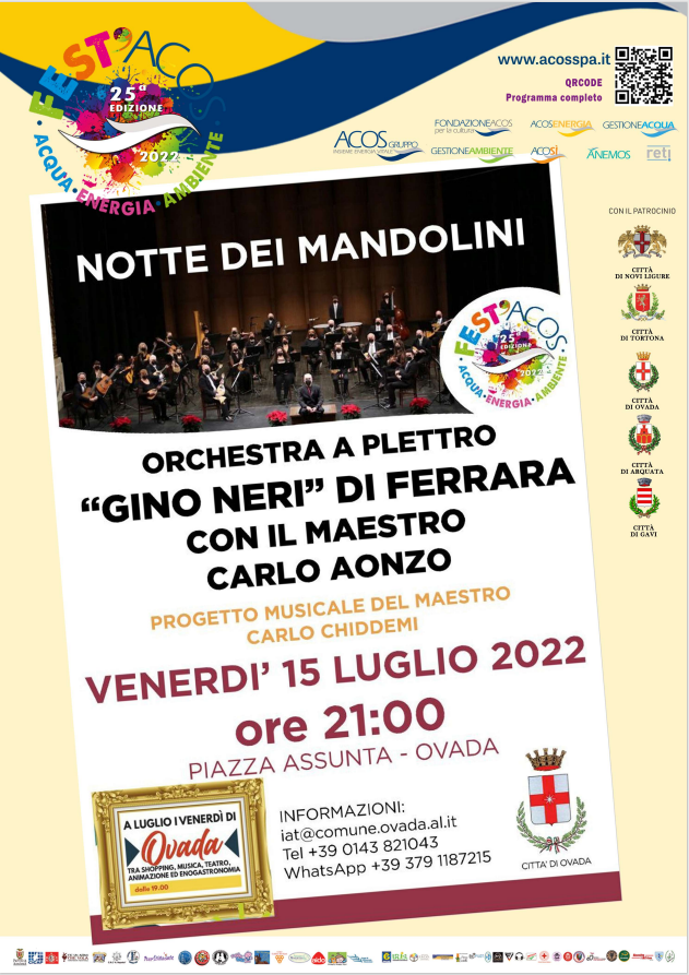 Il 15 luglio a Ovada i maestri di mandolino dell’Orchestra a plettro Gino Neri di Ferrara