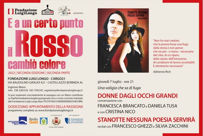 Il 7 luglio alla Fondazione Longo la prima di “Stanotte nessuna poesia servirà” e il dialogo tra “Donne dagli occhi grandi”