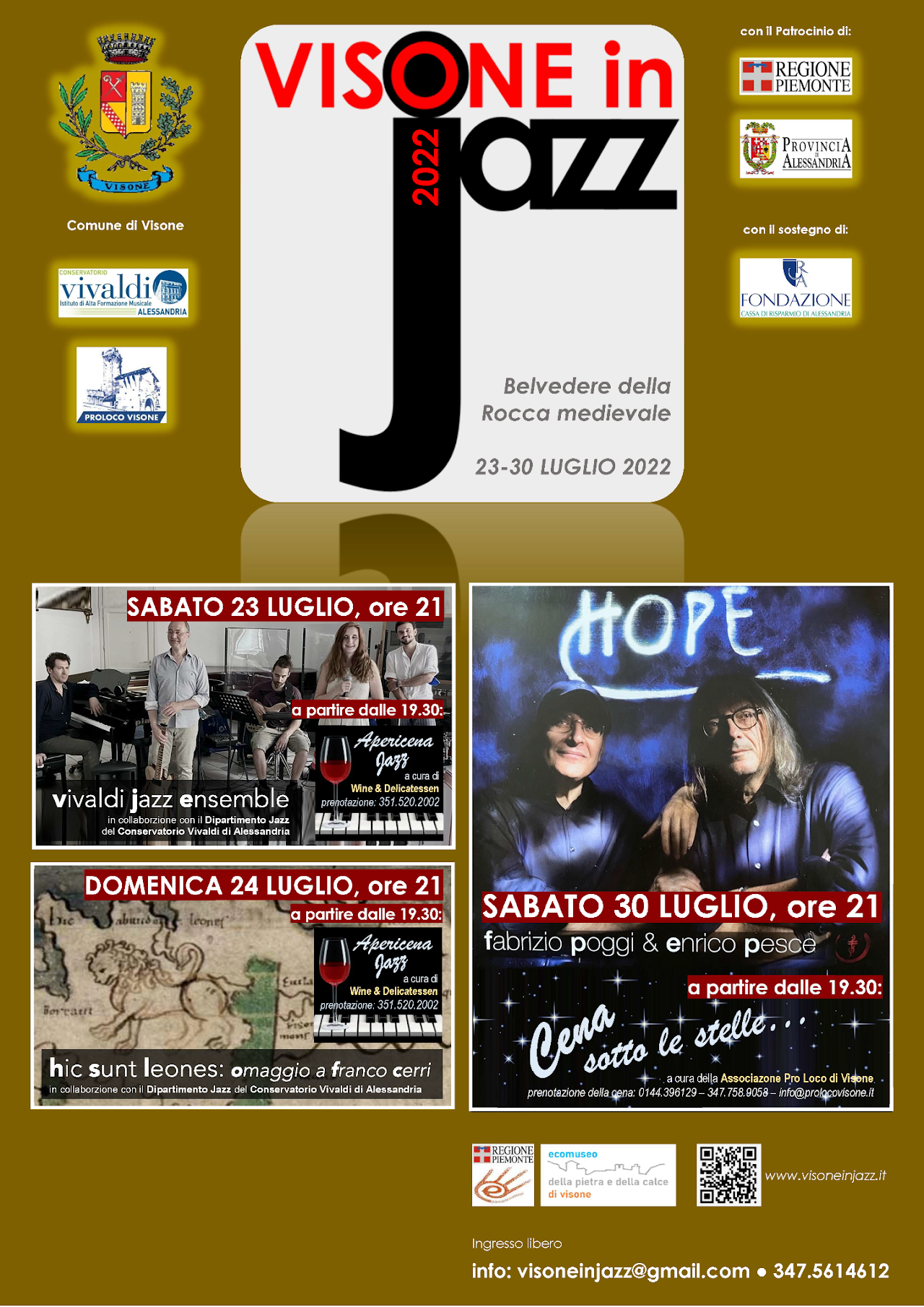 Visone in Jazz 2022: il 30 luglio concerto di Fabrizio Poggi ed Enrico Pesce