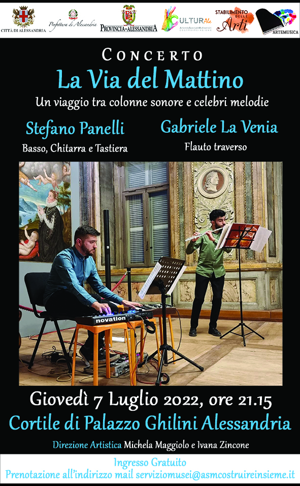 Il 7 luglio a Palazzo Ghilini viaggio nella musica d’autore con il concerto “La Via del Mattino”