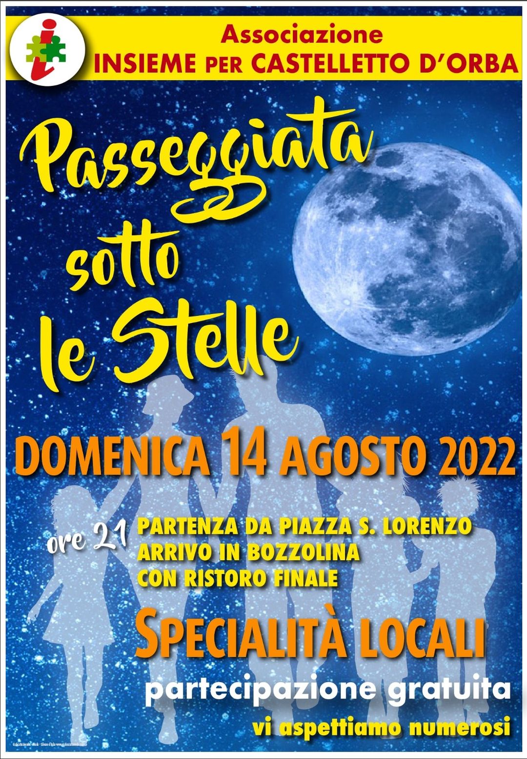 Domenica 14 agosto a Castelletto D’Orba si passeggia sotto le stelle