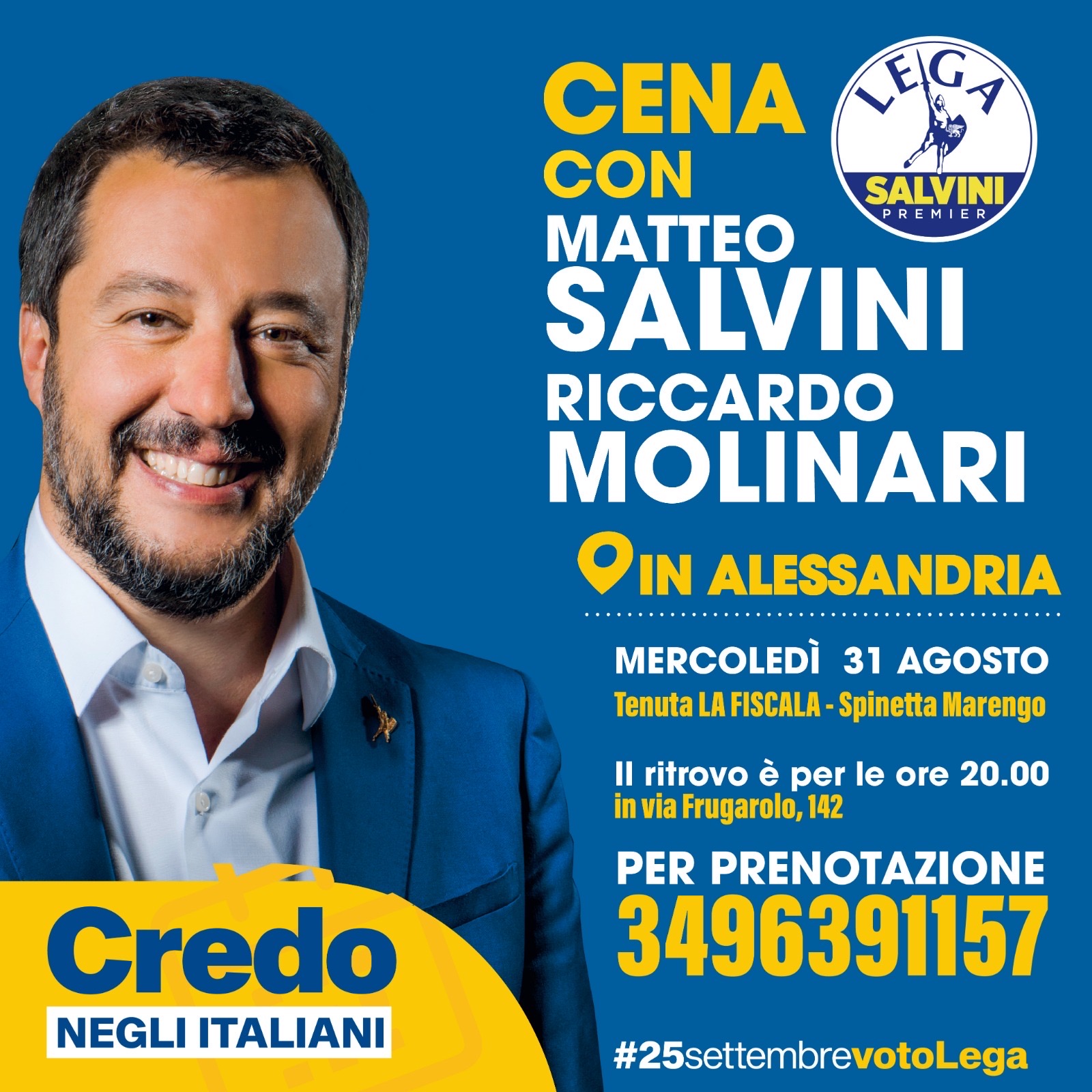 Elezioni 2022: Matteo Salvini ad Alessandria e Casale