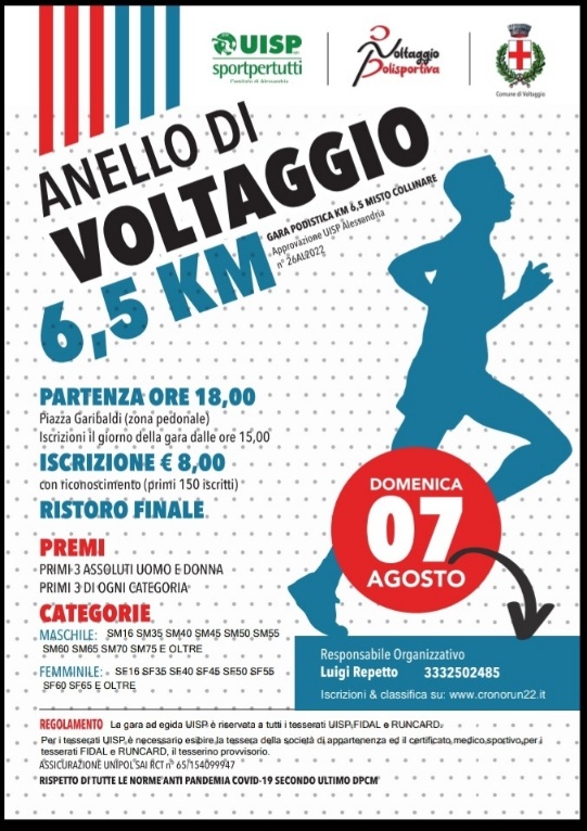 Domenica 7 agosto la gara podistica dell’anello di Voltaggio