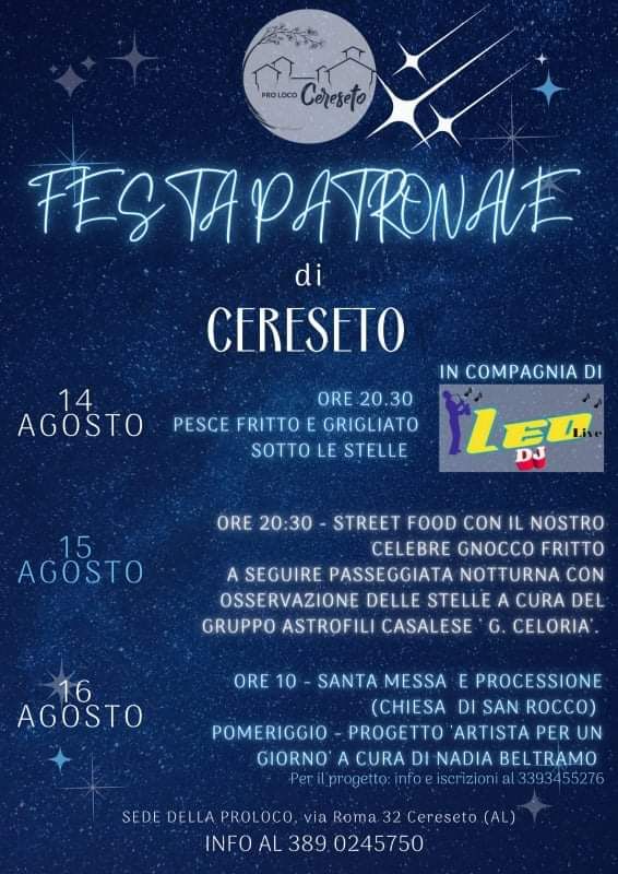 Dal 14 al 16 agosto quattro giorni di divertimento con la Festa Patronale a Cereseto