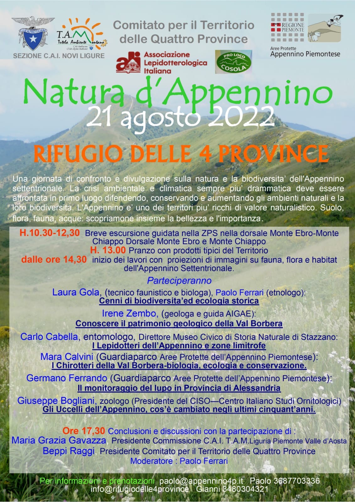 Domenica 21 agosto a Cabella Ligure l’appuntamento è con “Natura d’Appennino”