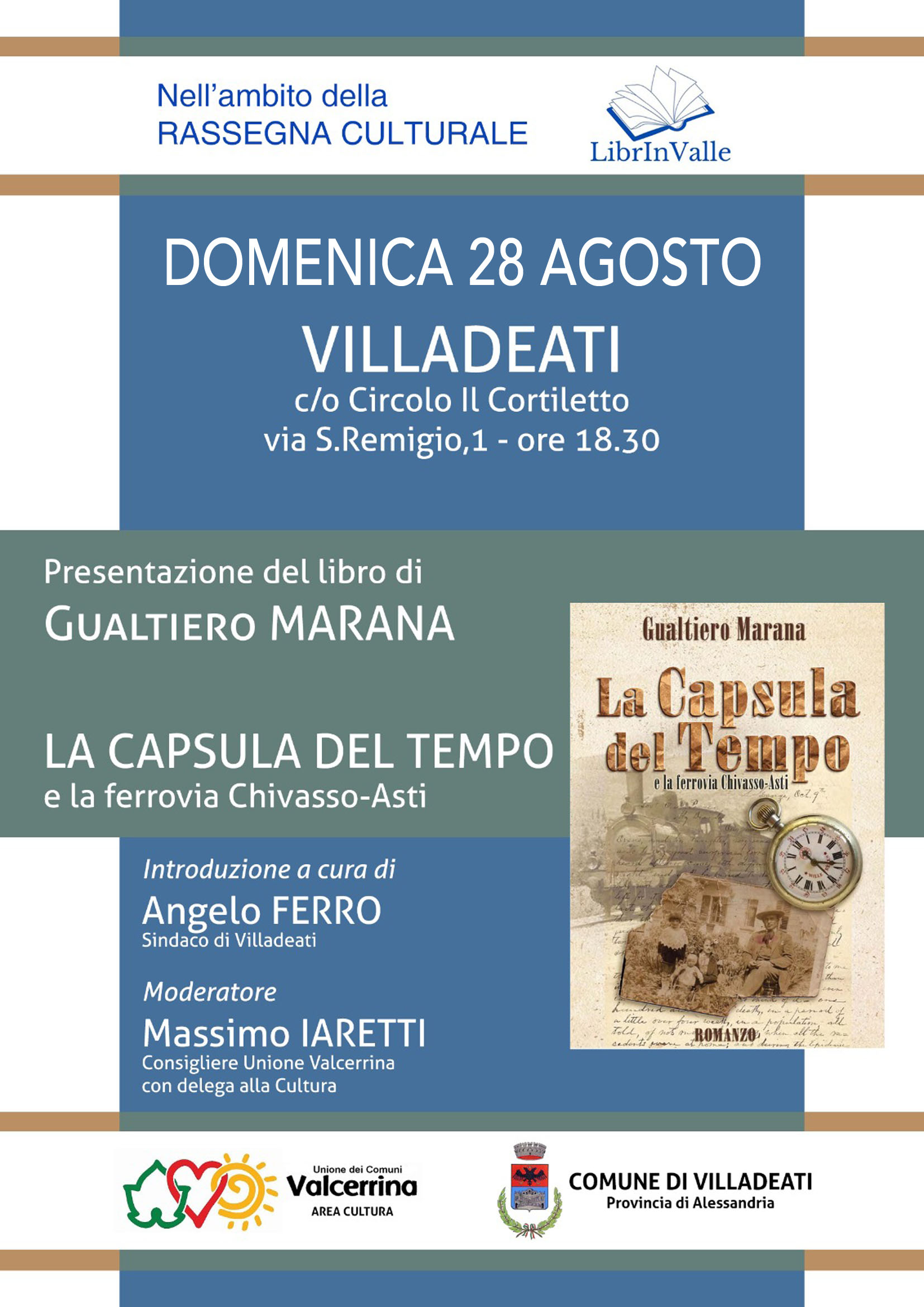 A Villadeati il 28 agosto torna LibrInValle con la presentazione del libro “La capsula del tempo”