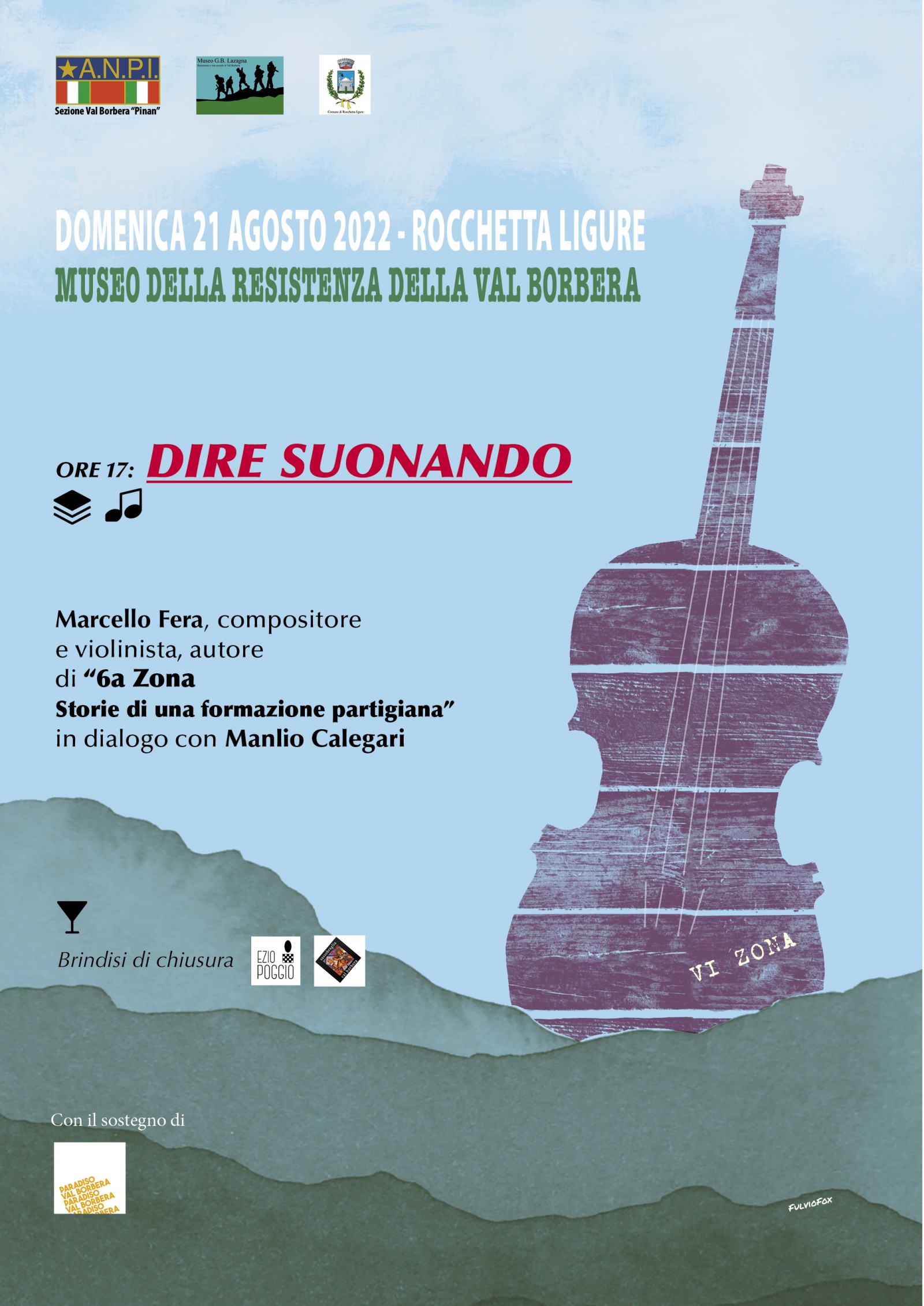Domenica 21 agosto a Rocchetta Ligure dialoghi di lotta partigiana con “Dire Suonando”