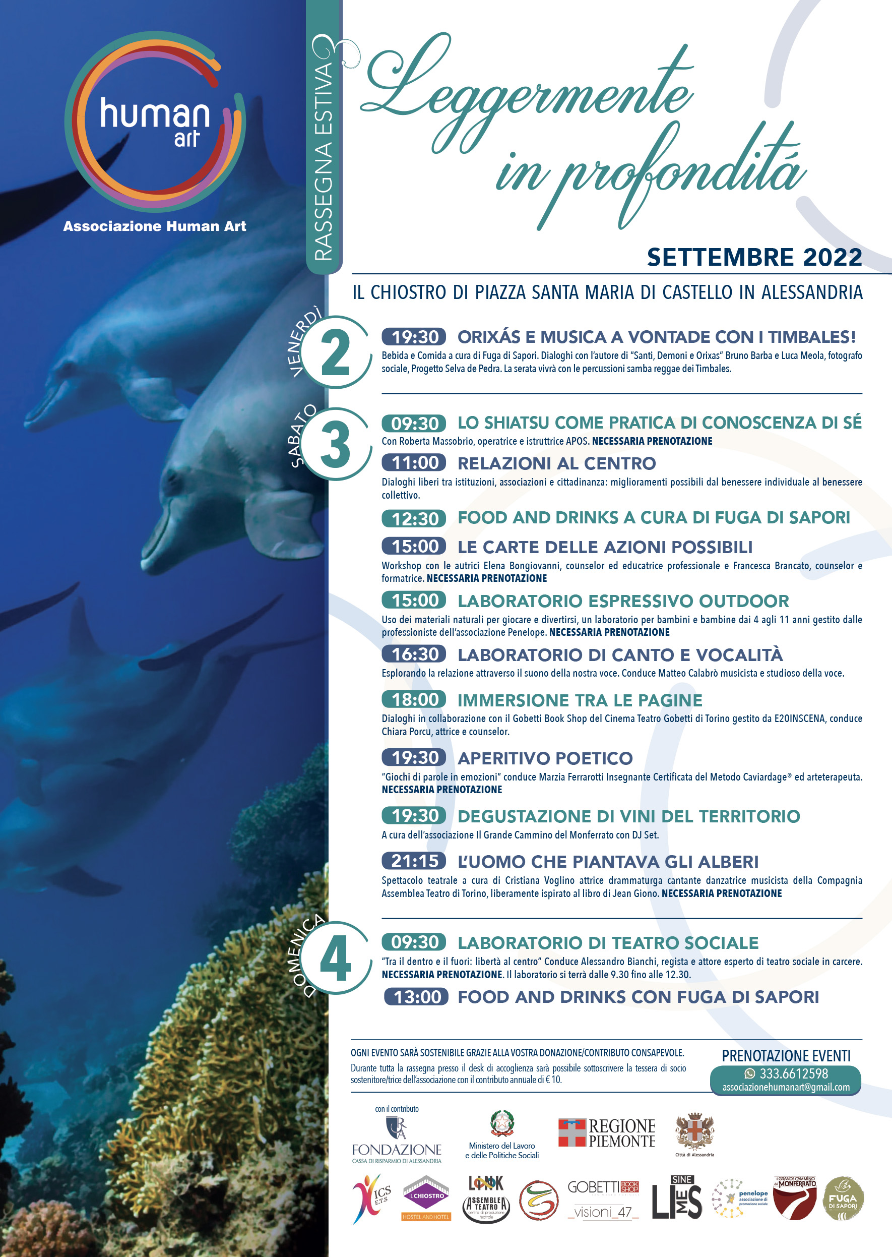 Dal 2 al 4 settembre la rassegna “Leggermente in profondità” nel Chiostro di Santa Maria di Castello