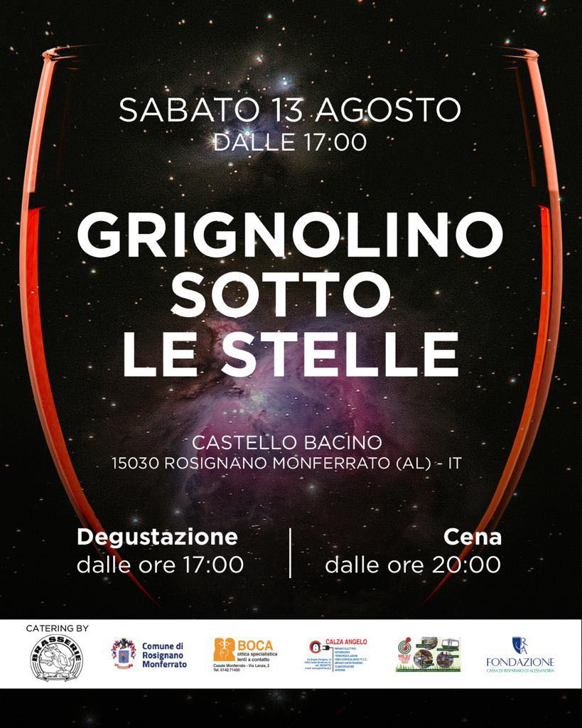 A Rosignano Monferrato sabato 13 agosto torna “Grignolino sotto le stelle”