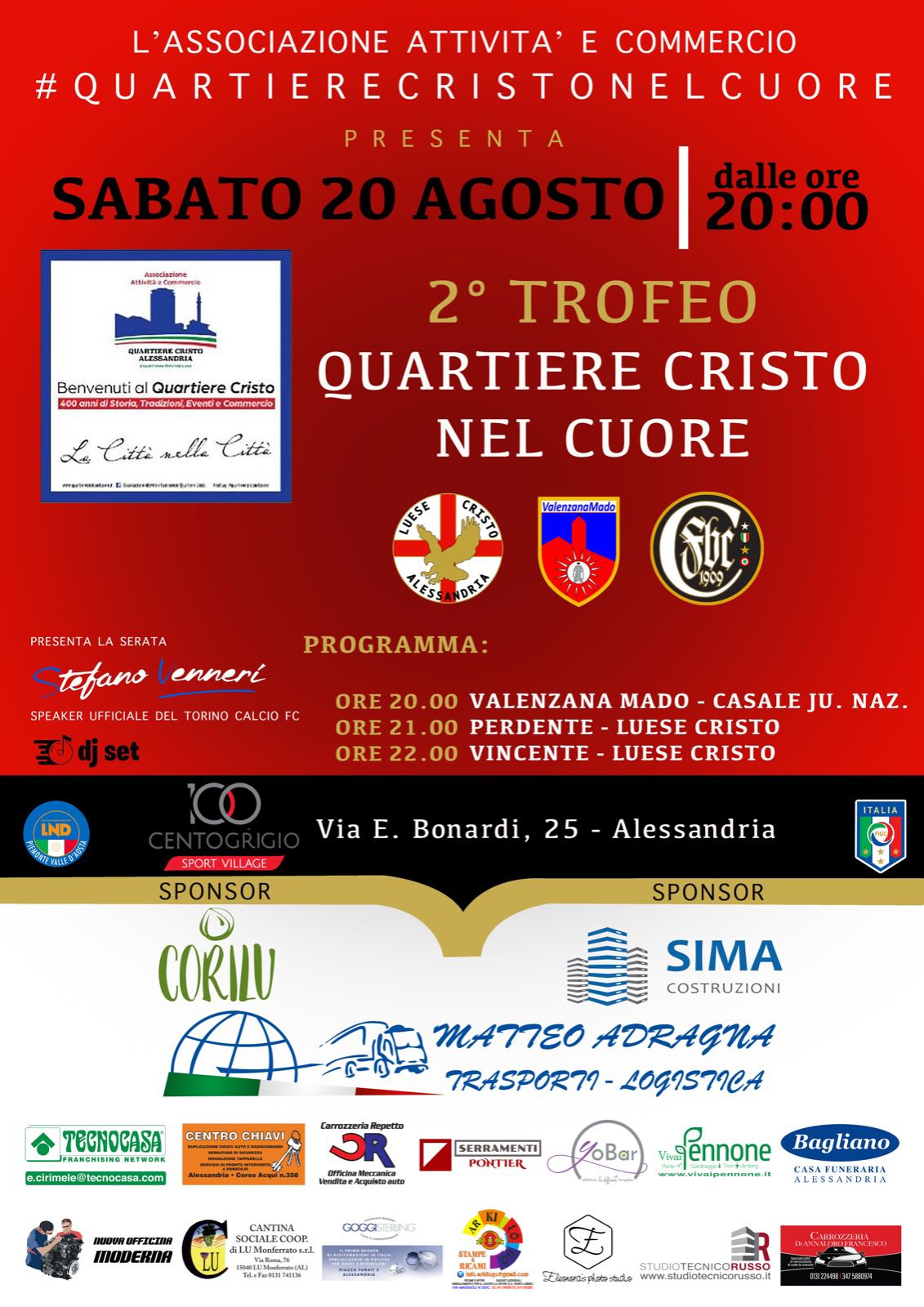 Il 20 agosto il torneo “Quartiere Cristo nel cuore”: in campo Luese Cristo, Vale Mado e il Casale Juniores