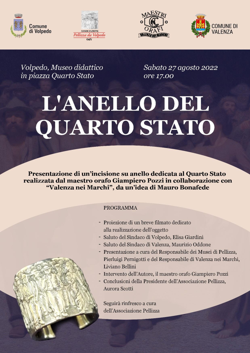 Sabato 27 agosto a Volpedo la presentazione de “L’anello del Quarto Stato”