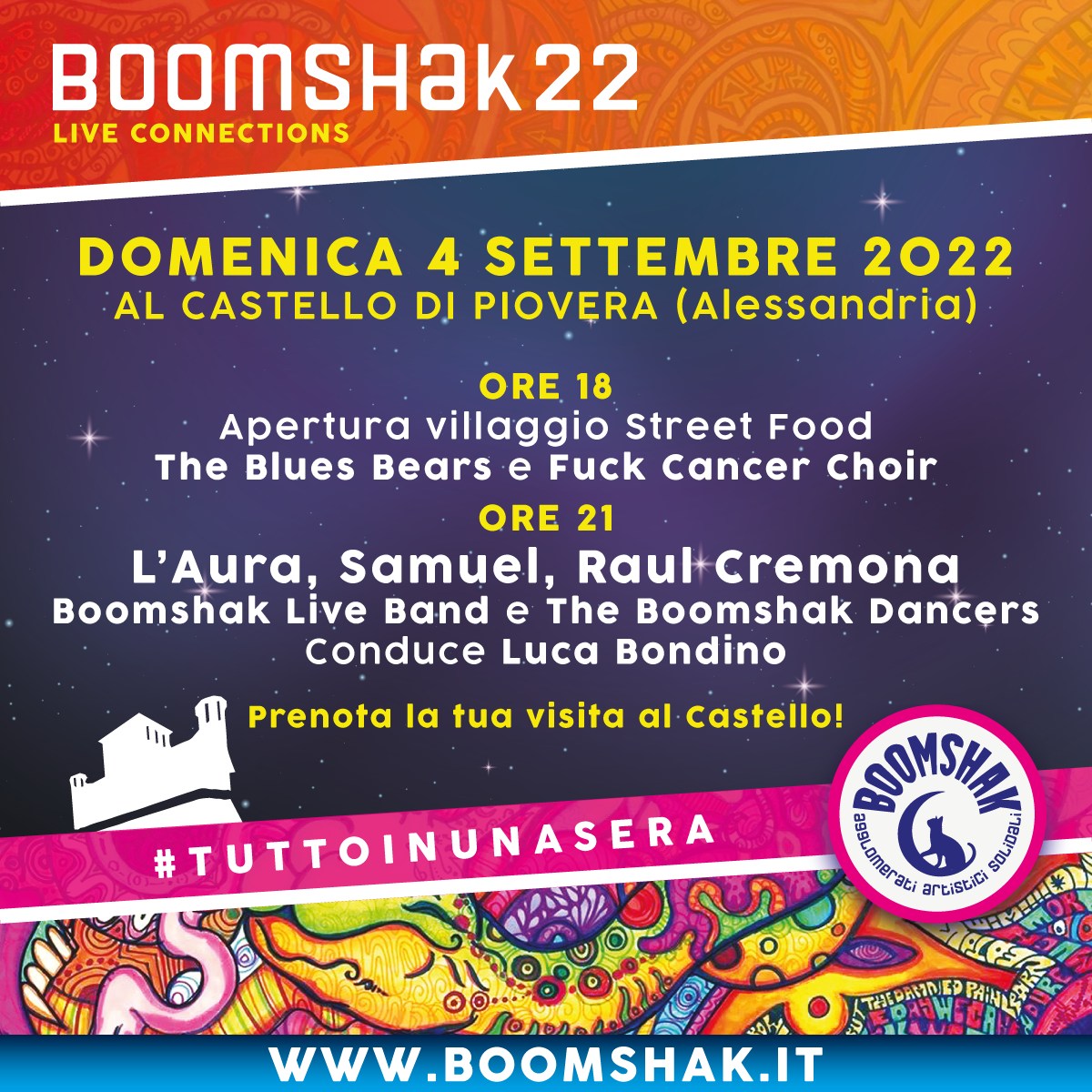 Anche L’Aura e Samuel al Castello di Piovera il 4 settembre per “Boomshak 2022”