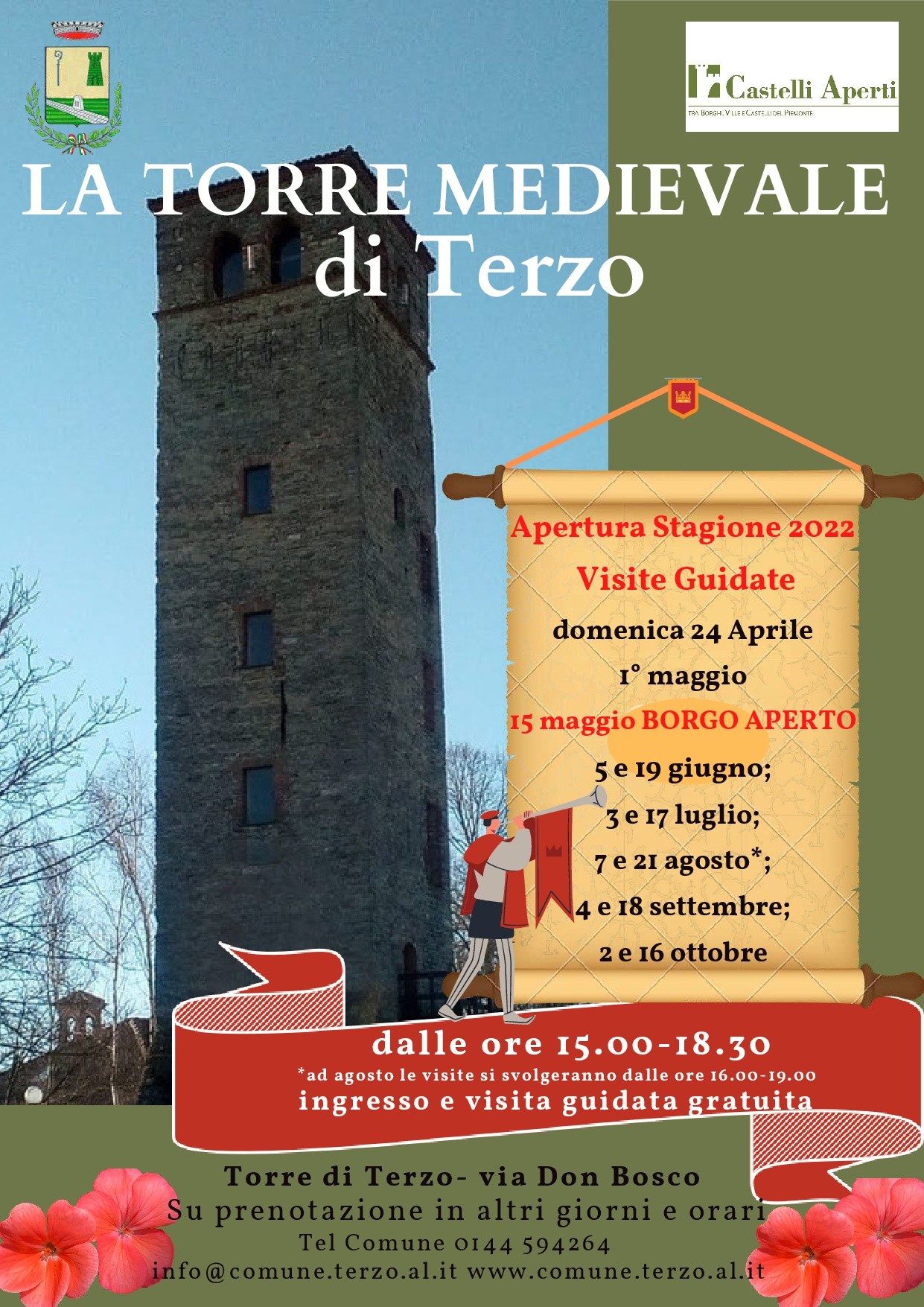 Castelli aperti: il 7 agosto e 21 agosto visite guidate alla Torre medievale di Terzo
