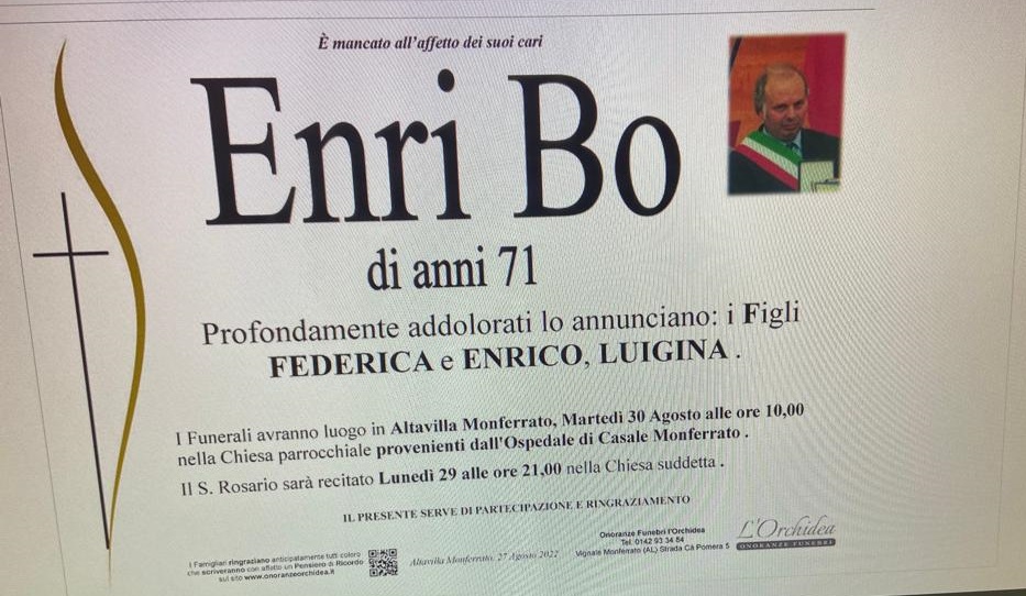 Altavilla piange l’ex sindaco Enri Bo: appassionato di storia, fondò il Museo dei Tramways