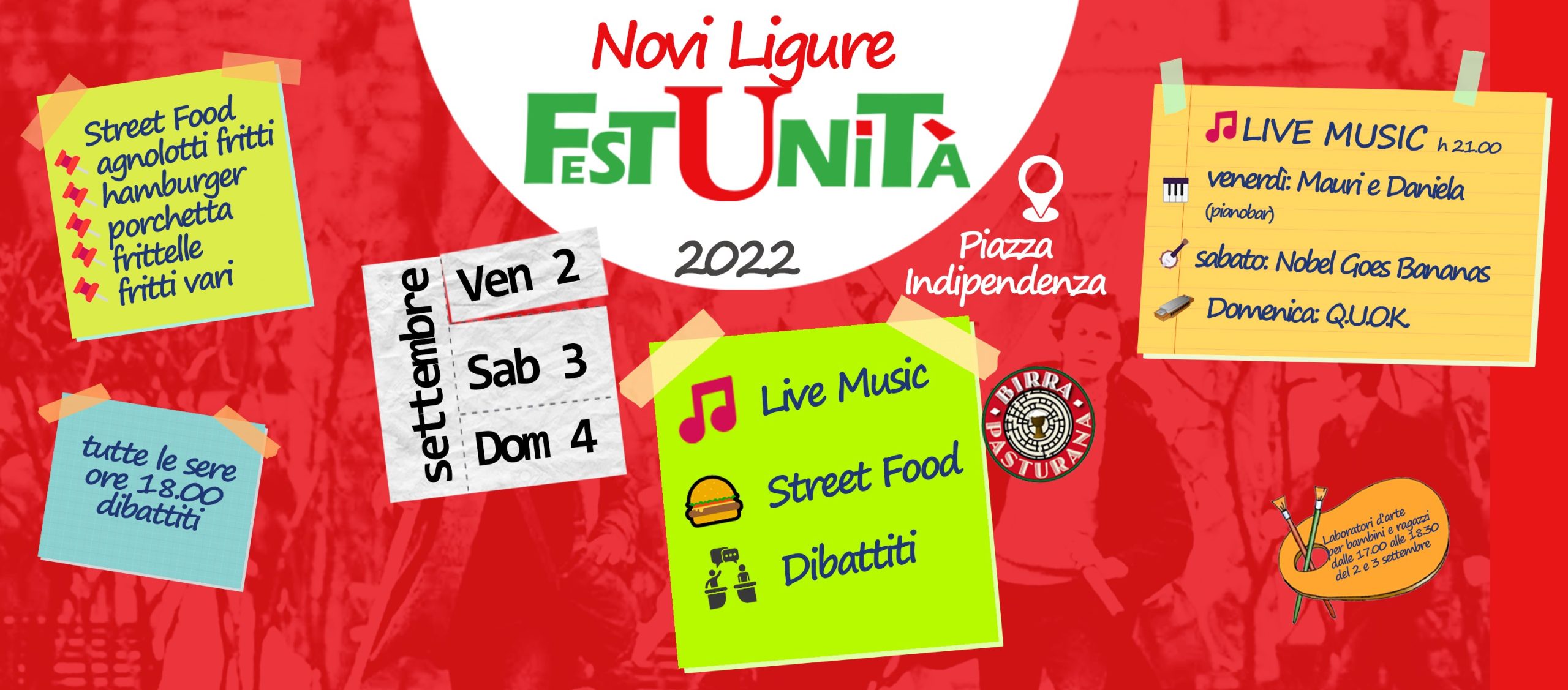 Dal 2 al 4 settembre la Festa dell’Unità a Novi Ligure