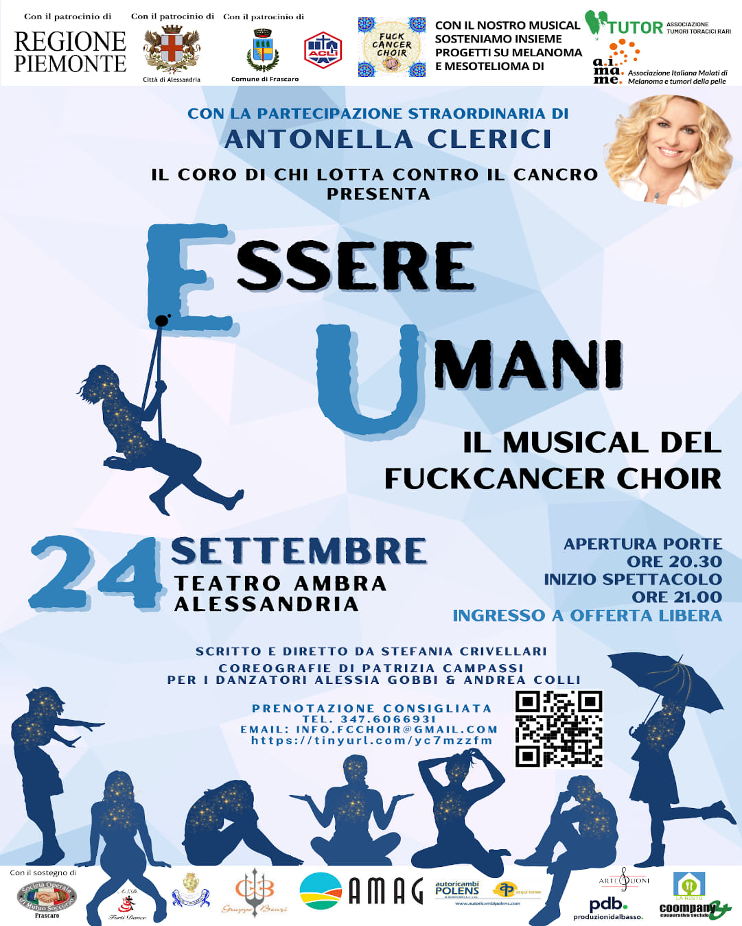 Il 24 settembre ad Alessandria “Essere Umani”, il musical del Fuck Cancer Choir con la partecipazione straordinaria di Antonella Clerici