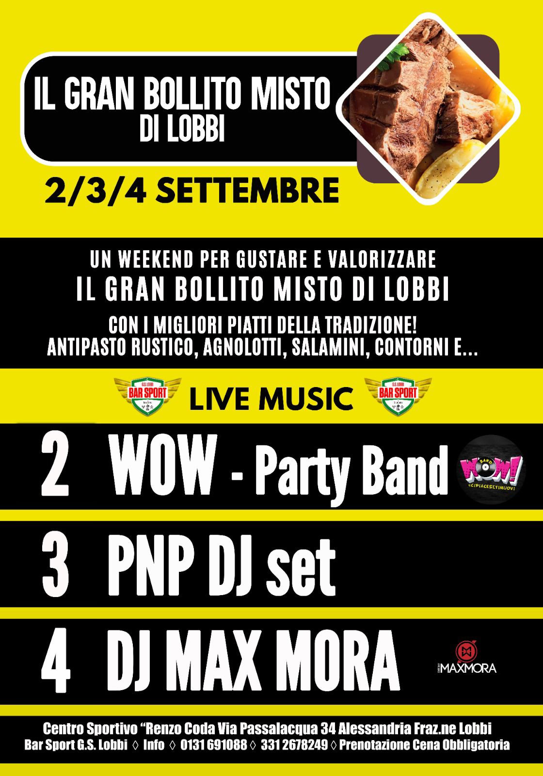 Dal 2 al 4 settembre “Il Gran Bollito Misto di Lobbi”