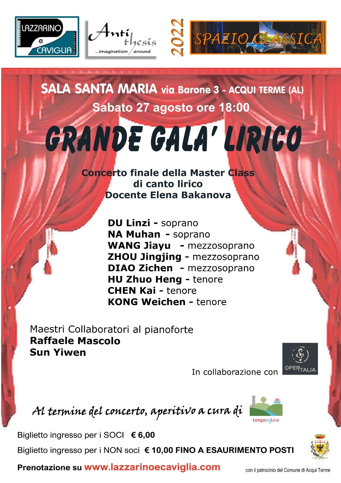 Sabato 27 agosto ad Acqui Terme il “Grande Galà Lirico”