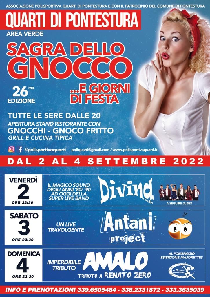 Dal 2 al 4 settembre Sagra dello Gnocco a Quarti di Pontestura