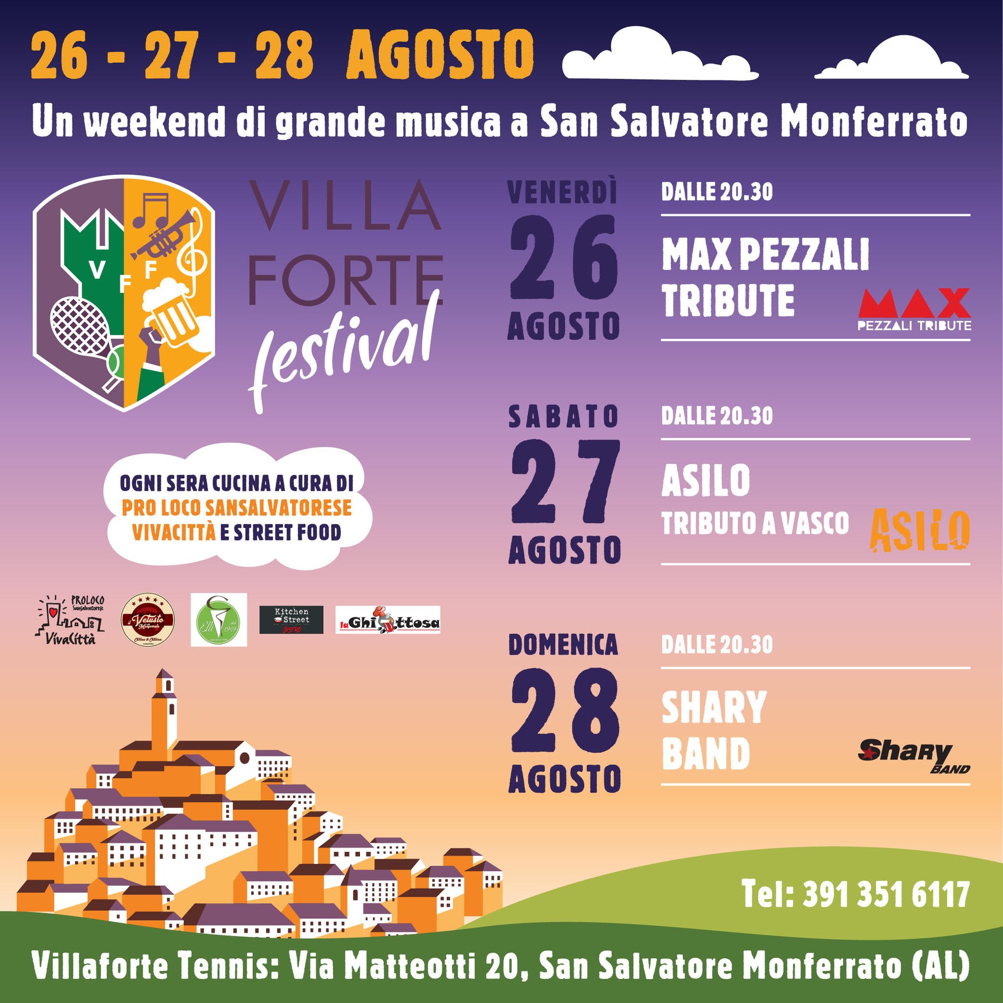 Dal 26 al 28 agosto a San Salvatore Monferrato la terza edizione di Villaforte Festival
