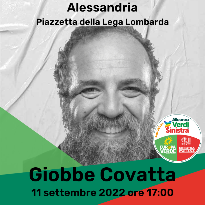 Elezioni: domenica il candidato di Alleanza Verdi Sinistra Giobbe Covatta ad Alessandria