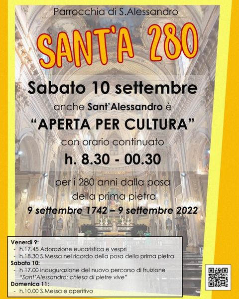 Sabato 10 settembre la Chiesa di Sant’Alessandro ad Alessandria è “aperta per cultura”