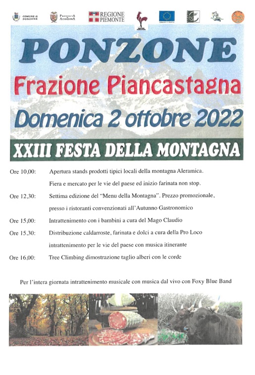 A Ponzone torna l’Autunno Gastronomico e domenica 2 ottobre la Festa della Montagna
