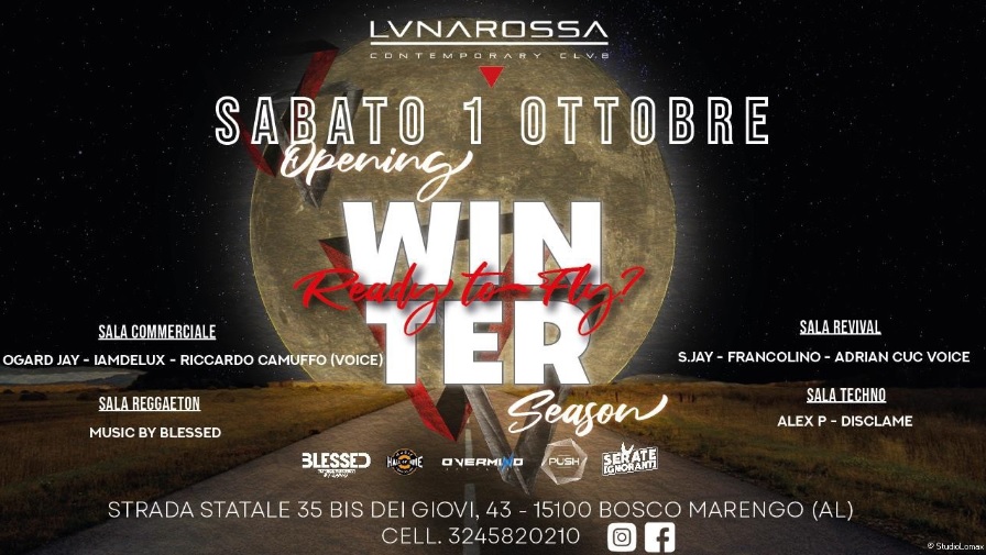 Da sabato 1° ottobre la Winter Season alla discoteca Luna Rossa e al Master
