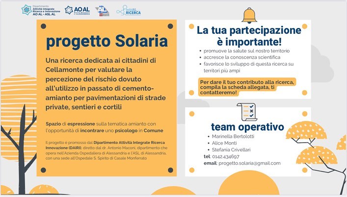 Cella Monte capofila di uno studio sulla percezione del rischio da esposizione all’amianto  