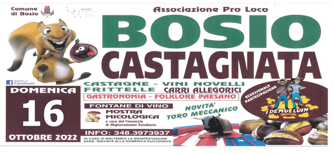 Domenica 16 ottobre torna la Castagnata a Bosio