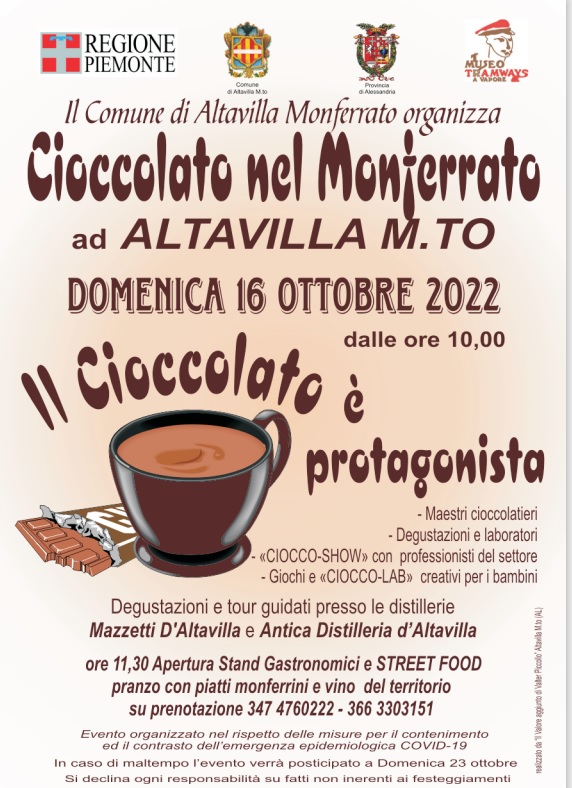 Domenica 16 ottobre Cioccolato nel Monferrato ad Altavilla